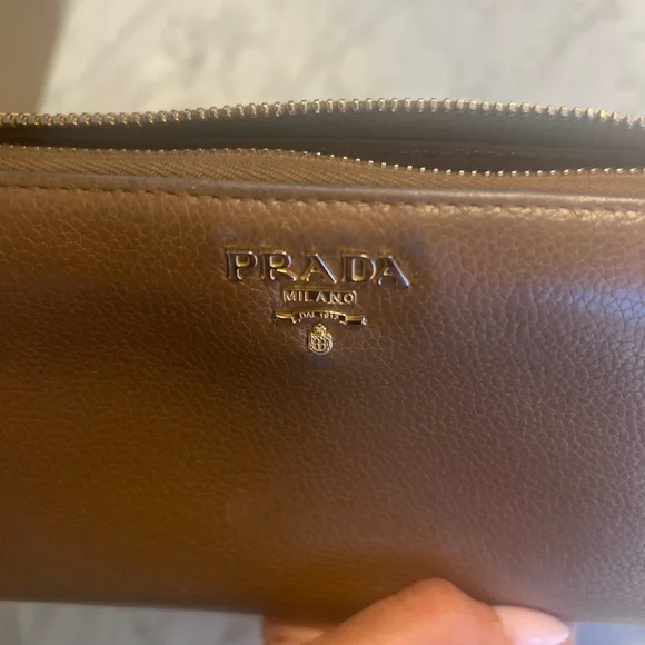 Prada Tan Leather Zip-Around Wallet - Picture 15 of 16